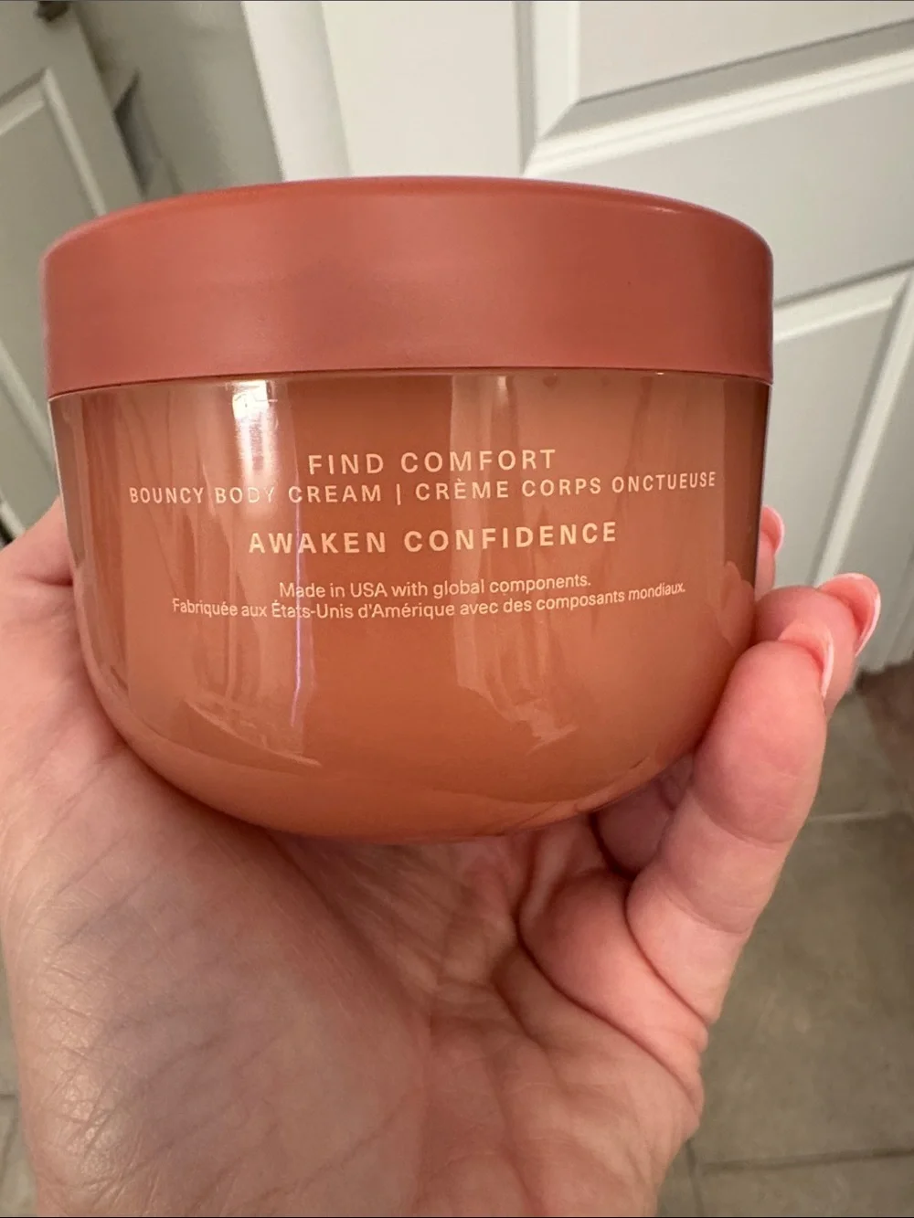 Rare Beauty terra-cotta pink cream jar